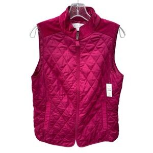 Talbots Cranberry Quilted with Corduroy zipper front